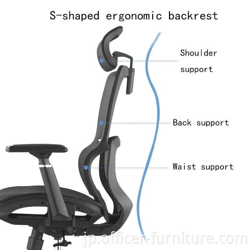 S-shape ergonomic backrest